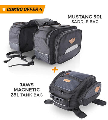 Combo 4: Mustang 50L Saddle Bag + Jaws Magnetic 28L Tank Bag GuardianGears